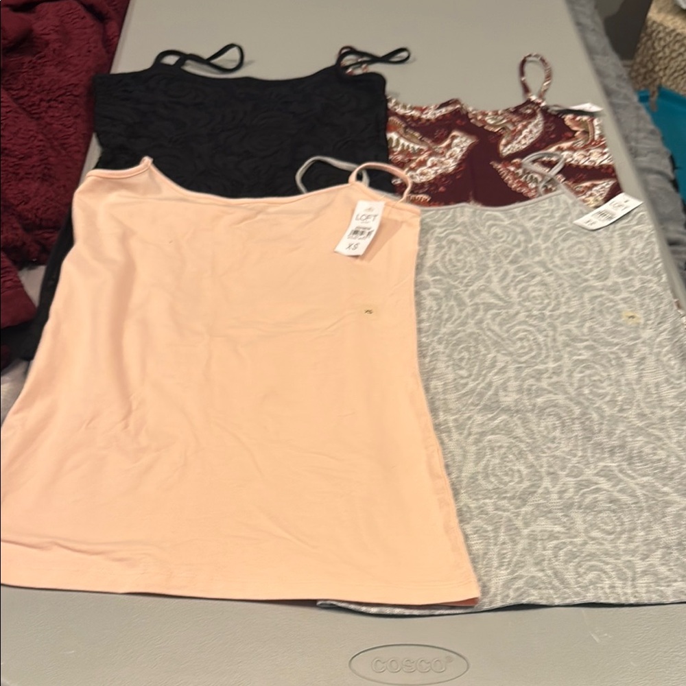 LOFT Orange and Black Fitted Sleeveless Camisoles